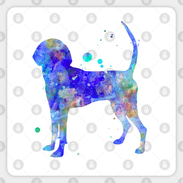 Bluetick Coonhound Dog Watercolor Painting Sticker by Miao Miao Design